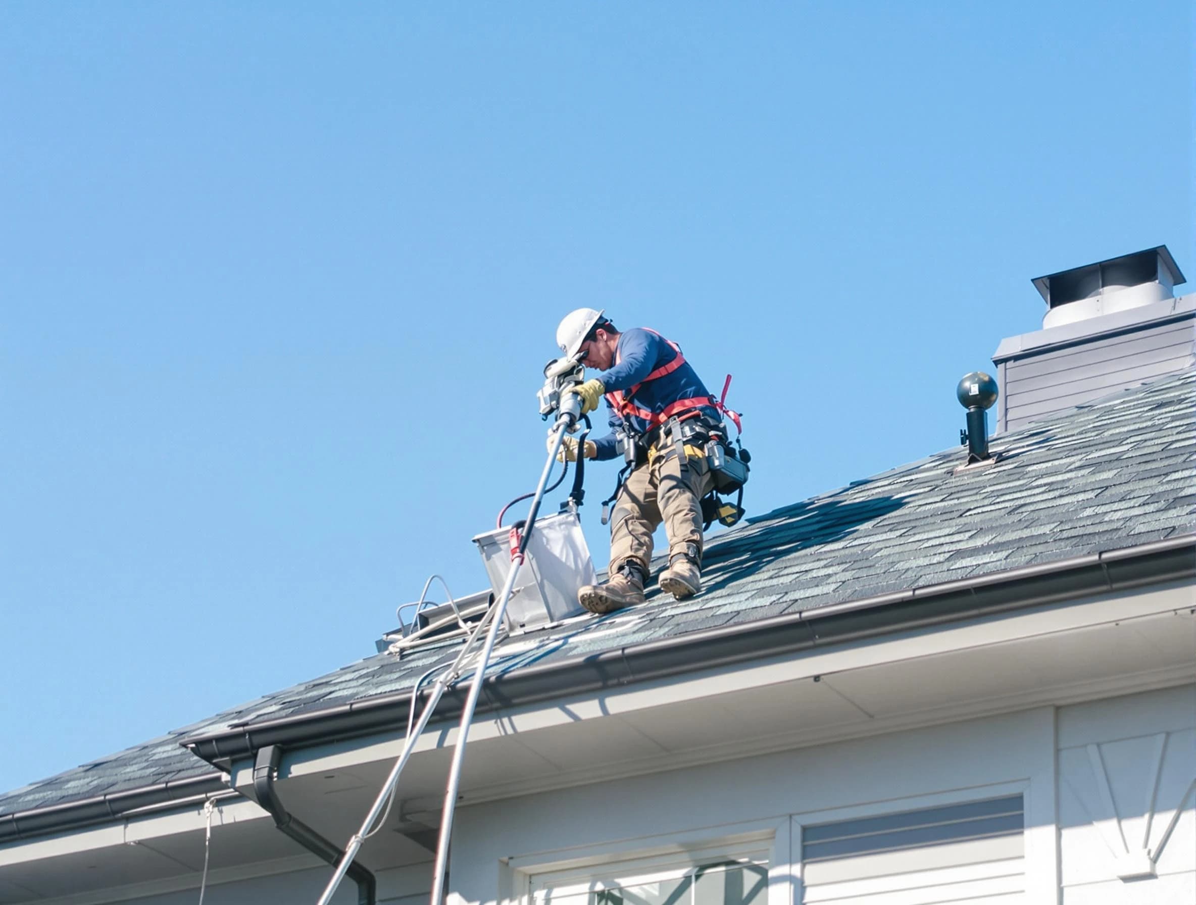 Lewisburg Dryer Vent Cleaning certified technician cleaning a roof-mounted dryer vent system in Lewisburg